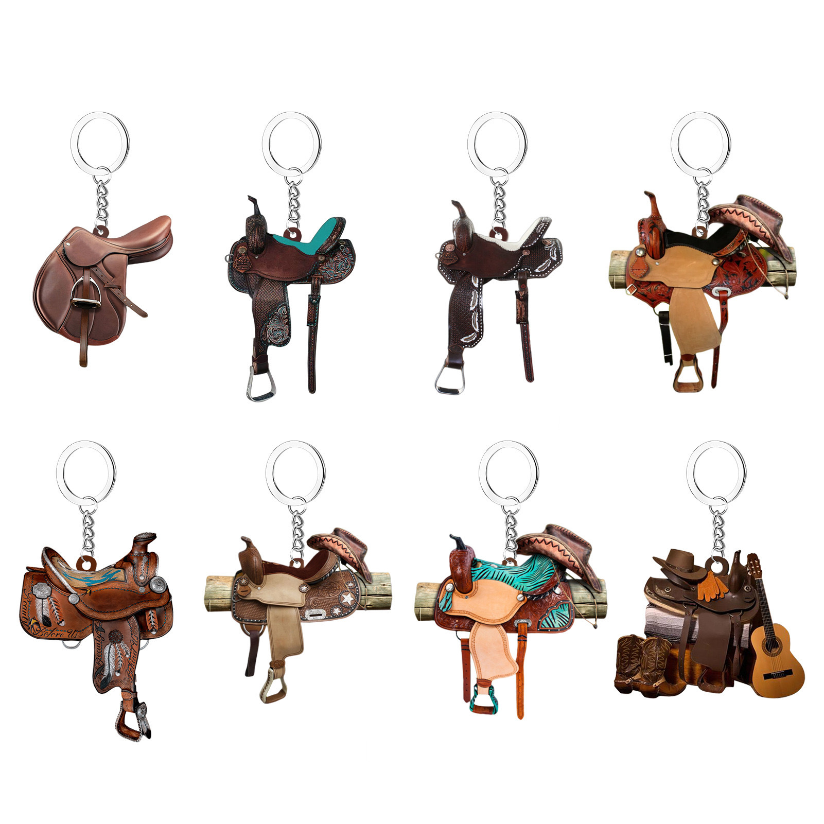 Saddle key ring design collage