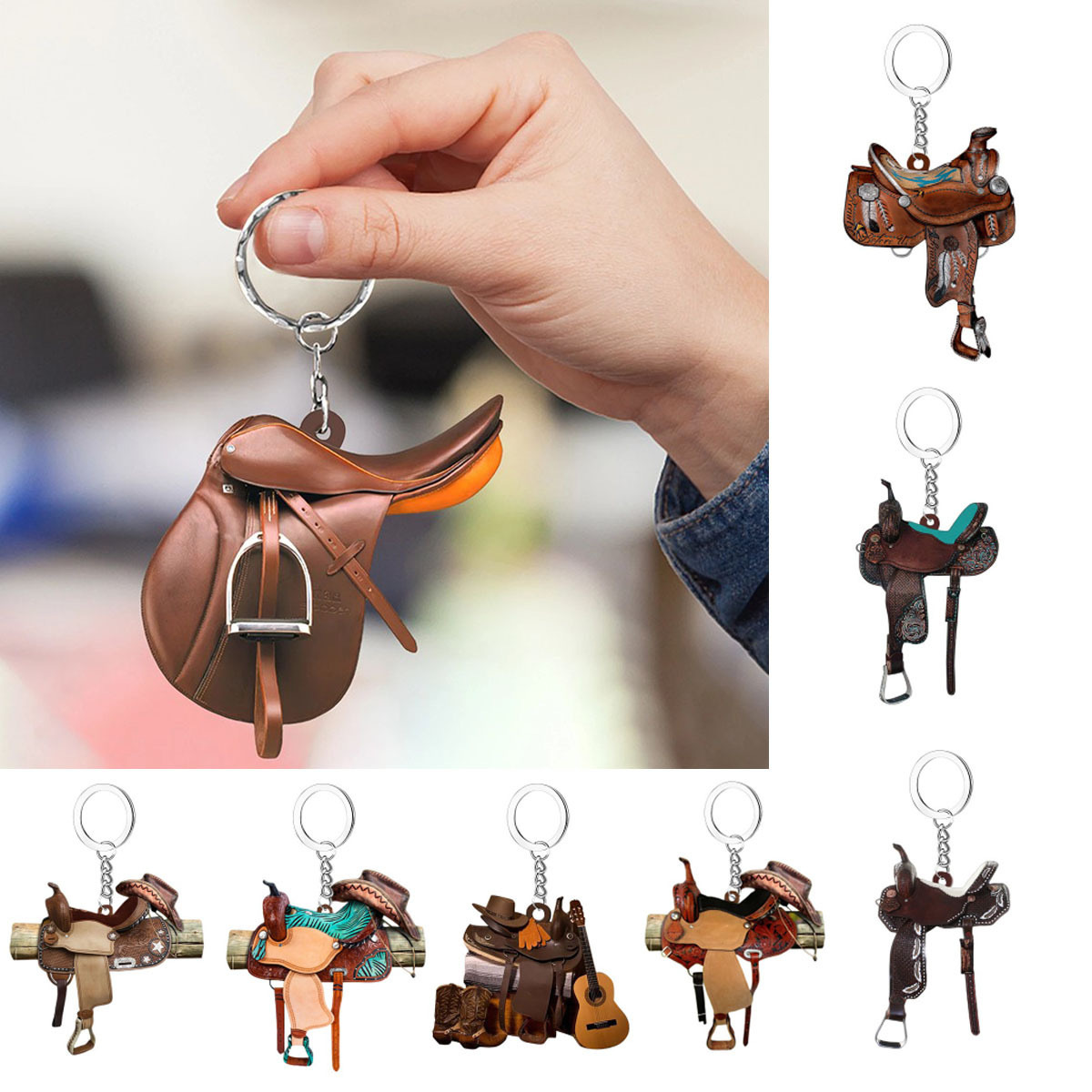 Saddle key ring design collage
