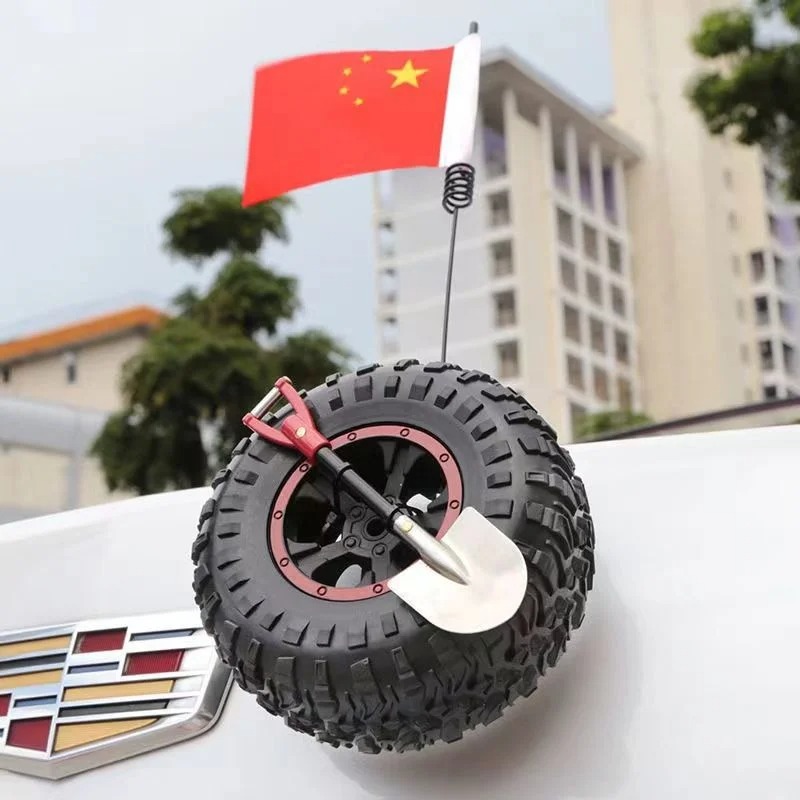Close-up of tire and shovel