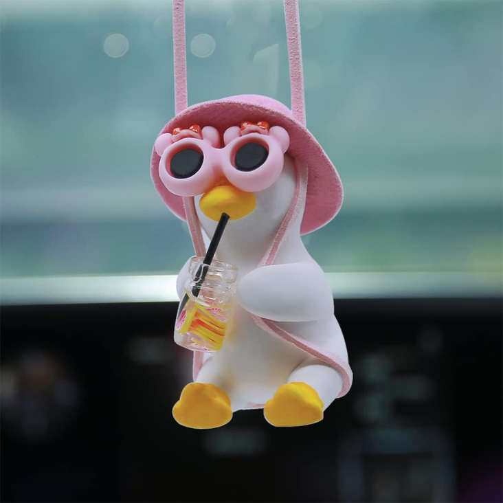 Cool swinging duck ornament close-up